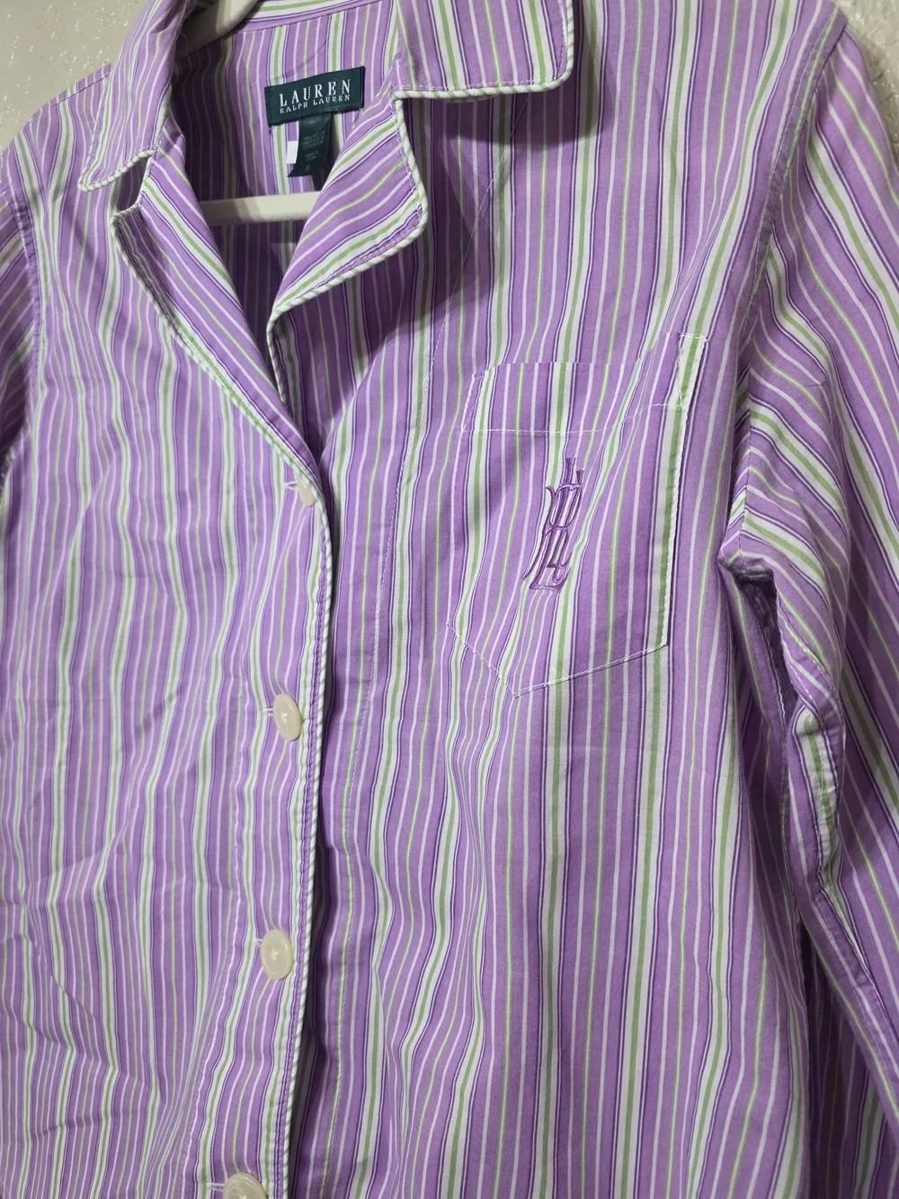 Lauren Lavender Striped Womens Pajama Set - Picture 2 of 6